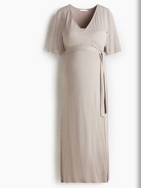 H&M Taupe Wrap Maternity Maxi Dress